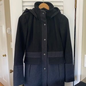 GUESS Hooded Coat Black & Grey Women Dry Cleaned Size S